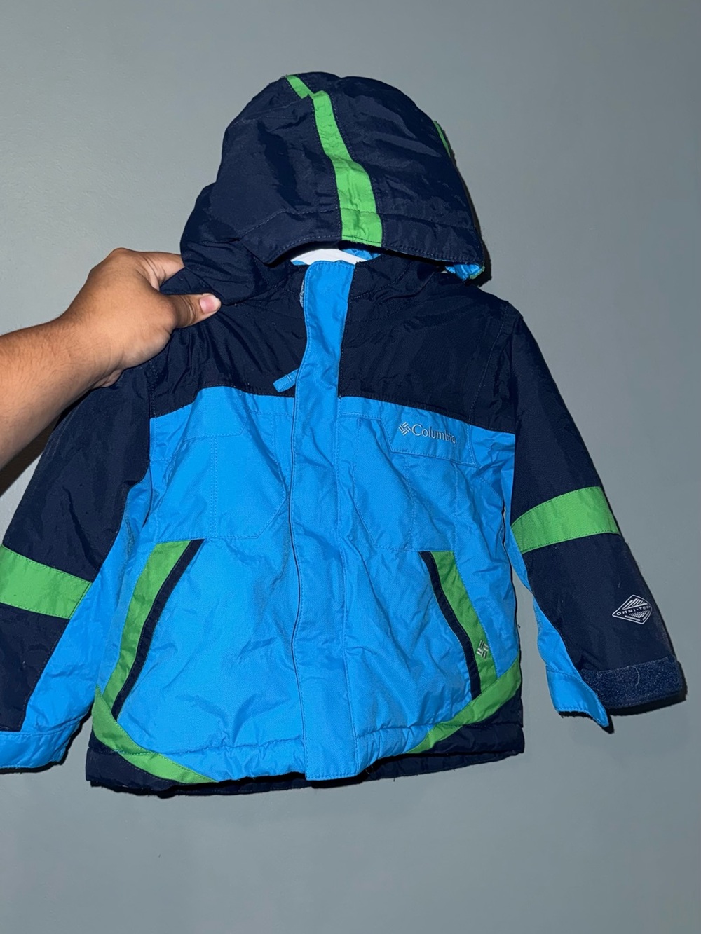 Columbia Kids Blue, Navy & Green Hooded Puffer Jacket